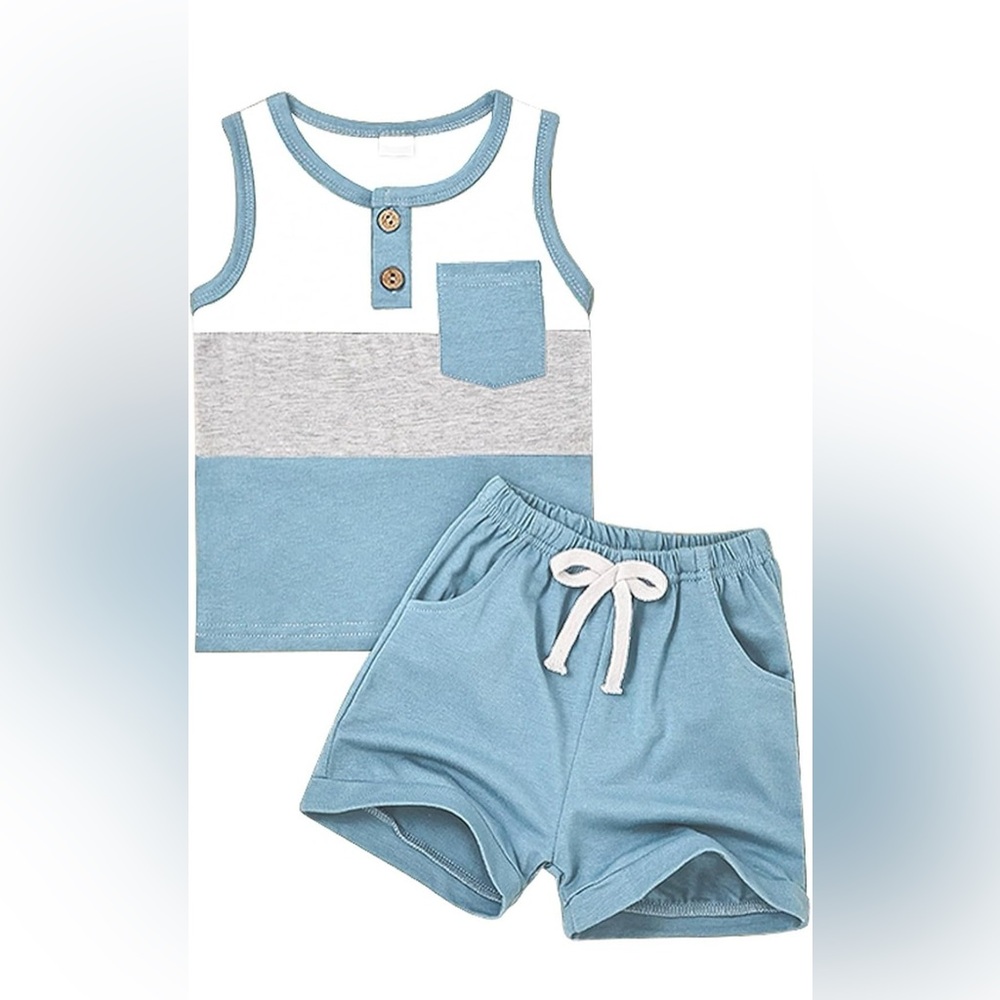 Stylish Kids Blue and White Set with Pocket